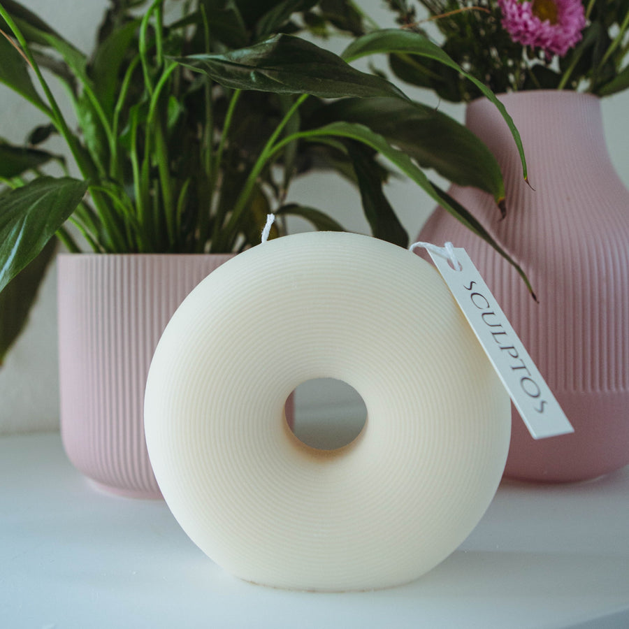 donut candle pillar candle by sculptos