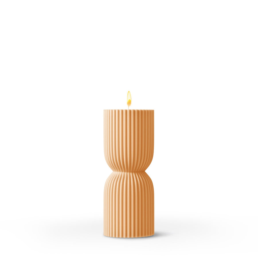 stripe pillar candle medium peach by sculptos