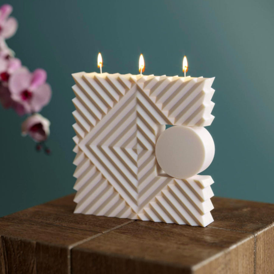rhombus pillar candle geometric candle by sculptos