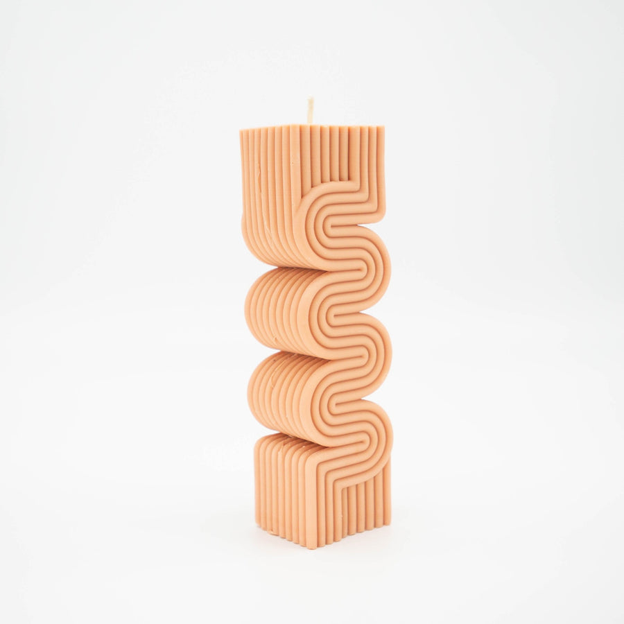 wave pillar candle terracotta by sculptos studio
