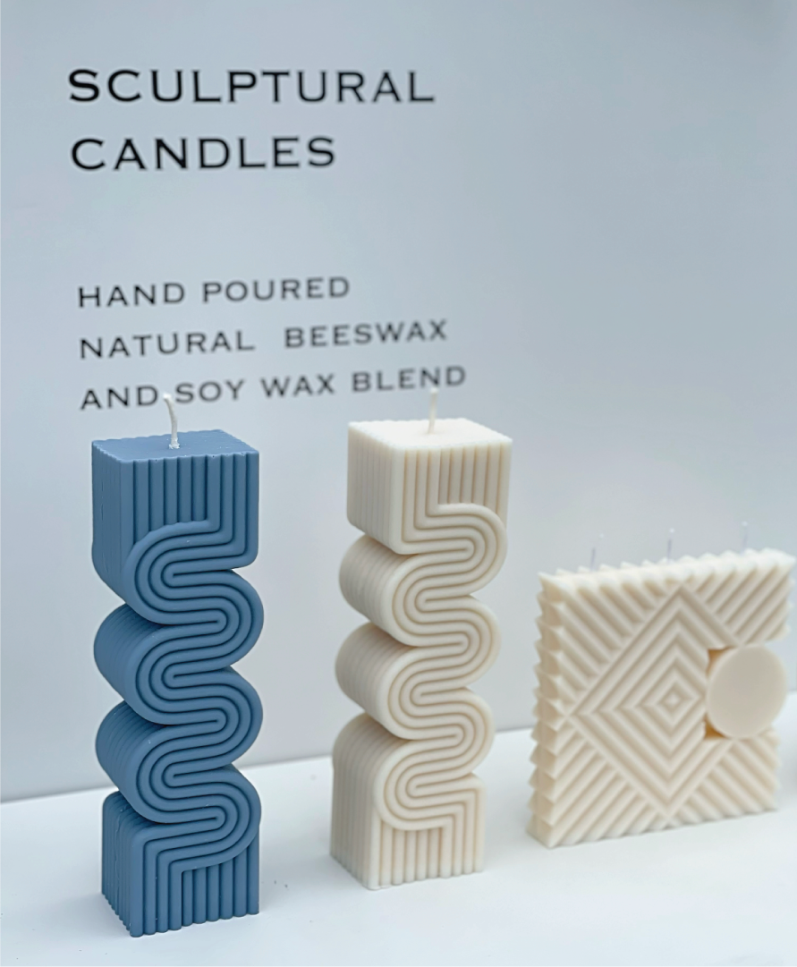 Wave Dusty Blue Candles Gift Set