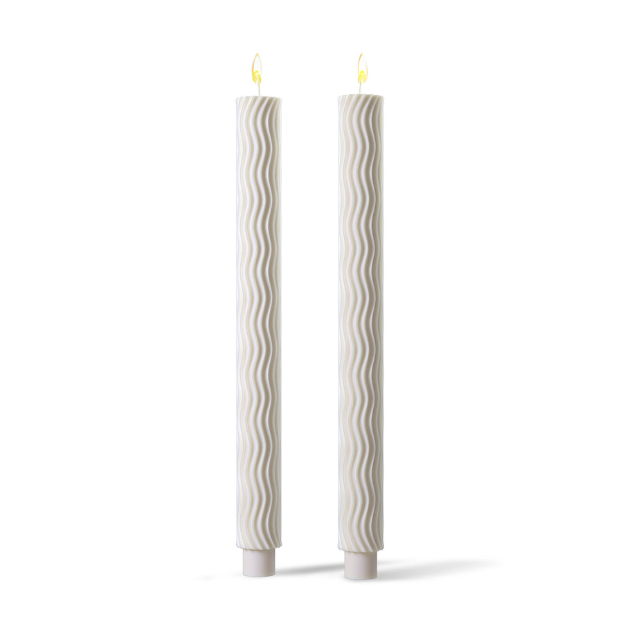 primavera taper candles set of 2 creamy white by sculptos