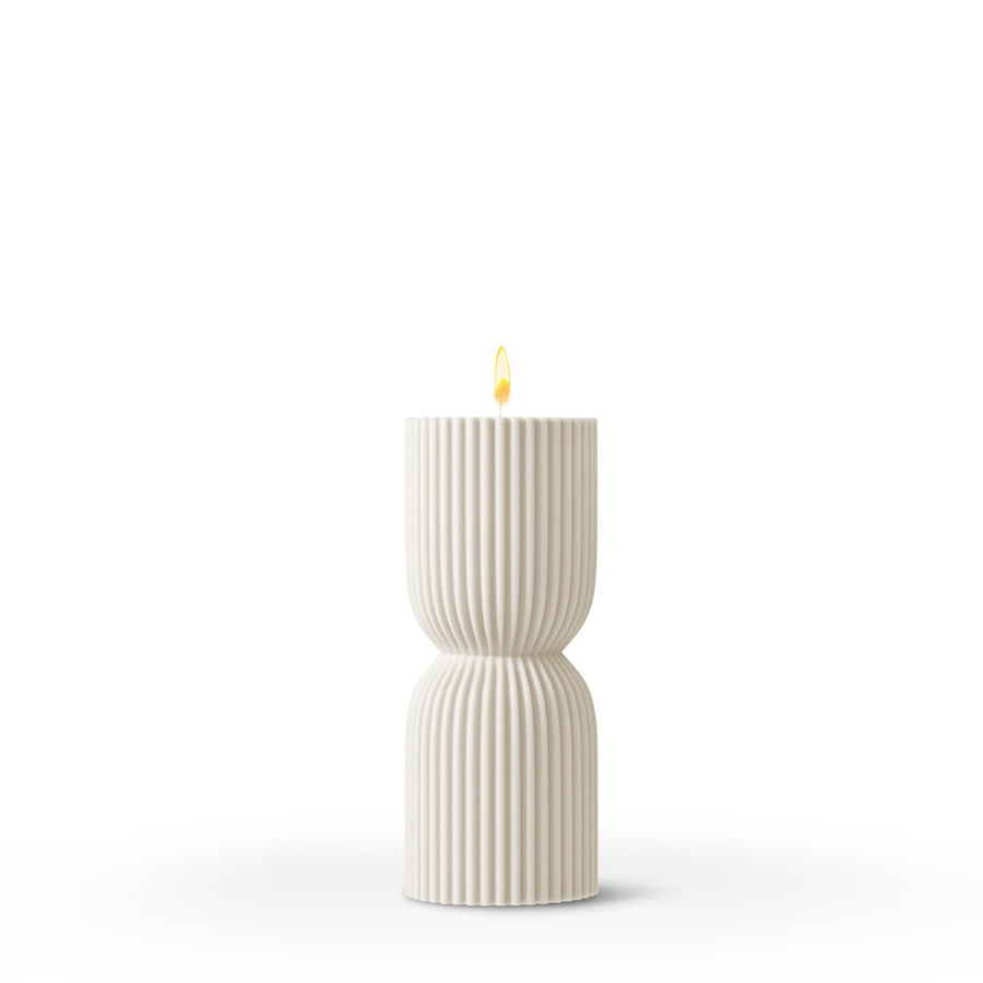 stripe pillar candle medium creamy white by sculptos